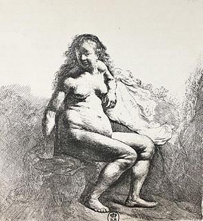 Rembrandt van Rijn (After 1883) - Woman Sitting on Hillock
