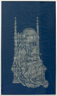 SILVER PAINT ON SILK MADONNA AND CHRIST CHILD