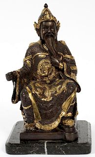 CHINESE BRONZE SEATED EMPEROR