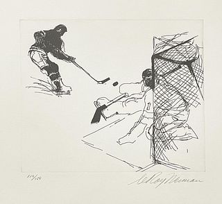 Leroy Neiman - Original Etching from Hockey Suite