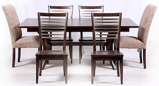 BASSETT FURNITURE CO. DINING TABLE AND SIX CHAIRS