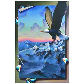 Ferjo, "Majestic Flight" Original Painting on Canvas, Hand Signed with Letter of Authenticity.