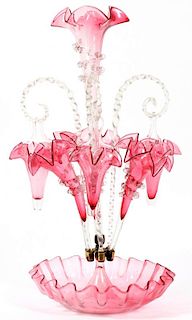 CRANBERRY GLASS EPERGNE 1870
