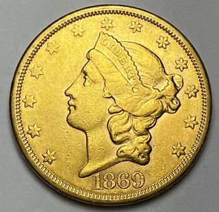 Rare! 1869-S Gold $20 Liberty Head AU53