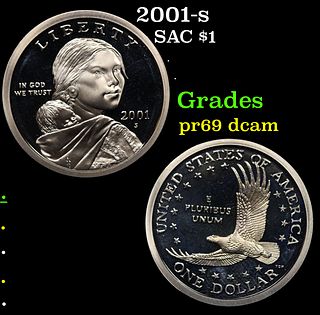 Proof 2001-s Sacagawea Dollar $1 Grades GEM++ Proof Deep Cameo