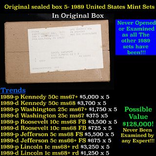 Original sealed box 5- 1989 United States Mint Sets