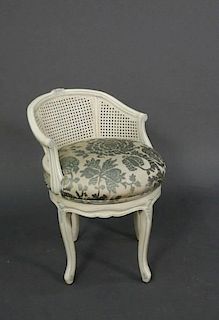 French Carved, Painted & Caned Vanity Chair