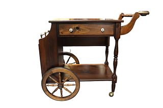 Vintage Wooden Tea Cart with Drop Top Leaf