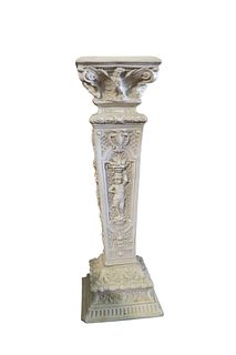 Classical Revival Carved Resin Column Pedestal