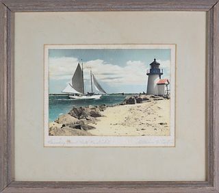 William W. Coffin Colored Photograph "Rounding Brant Point, Nantucket"