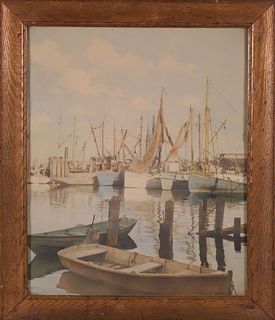 Large H. Marshall Gardiner Photograph "Nantucket Harbor with Fishing Fleet"