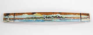 Jean Petty Nantucket Panoramic Landscape Oil Painting on Barrel Stave