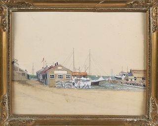 Jed Foster Watercolor on Paper "Nantucket Harbor", circa 1953