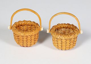 Miniature Pair of Paul Willer Oval Open Swing Nantucket Baskets