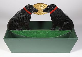 Stephen Huneck Carved and Painted Wood "Twin Labrador" Cutlery Tray