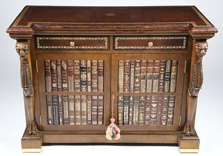 Regency Style Mahogany Bookcase Cabinet, Attributed to Maitland Smith, 20th Century