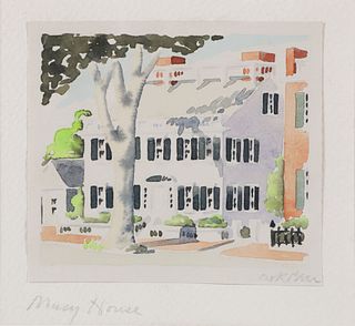 Doris and Richard Beer Watercolor on Paper "Macy House" Nantucket