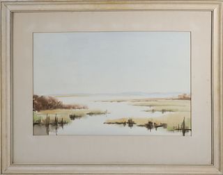 Doris and Richard Beer Watercolor on Paper "Nantucket Marsh"
