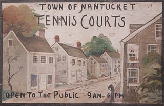 Nantucket Painted Sign "Town of Nantucket Tennis Courts"
