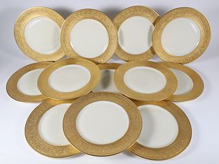Set of Twelve H & G Bavaria Plates with Gold Gilt Boarders