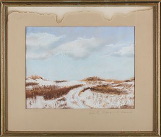 Louis Arnold Pastel On Paper Nantucket Landscape "Winter Moors" 