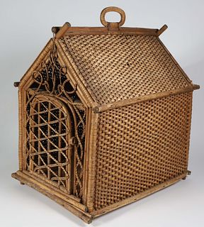 Vintage English Wicker Dog House Kennel