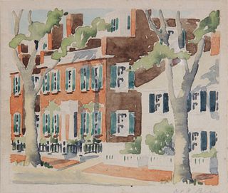 Doris and Richard Beer Watercolor on Paper "The East Brick, Nantucket"