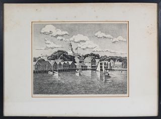 Ruth Haviland Sutton Limited Edition Etching "View of The Town of Nantucket"