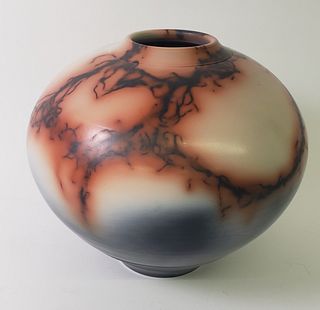 Charles & Linda Riggs (American) Raku Pottery Vessel, 20th century