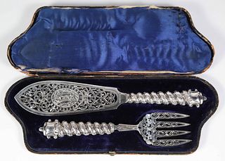 Antique English Sterling Silver Two-Piece Fish Servers