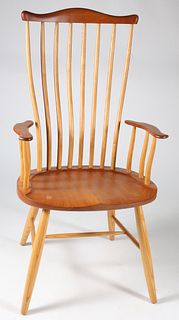 Signed Stephen Swift Cherry and Ash Pomfret Armchair, circa 1997