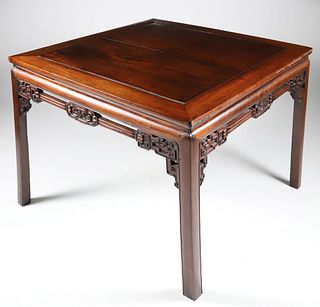 Chinese Carved Exotic Hardwood "Eight Immortals" Table, 19th Century