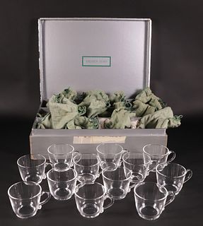 Set of Twelve Vintage Signed Steuben Glass Punch Cups in Original Felts and Box