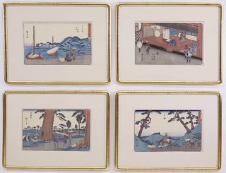 Set of Four Japanese Woodblock Prints After Utagawa Hiroshige
