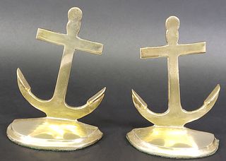 Pair of Solid Brass Anchor Bookends