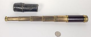 Antique Five-Draw Brass and Mahogany Captain's Spyglass