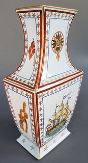 Vintage Nautical Decorated Porcelain Vase
