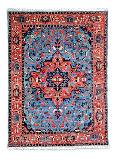 Vintage Hand Knotted Heriz Style Oriental Carpet