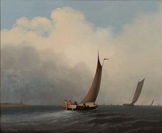 EDMUND C. COATES, (American, 1816-1871), Fishing off the Coast
