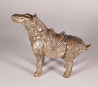 Chinese Silvered Cast Iron Horse Doorstop