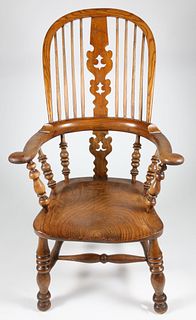English Windsor Armchair with Elmwood Seat, 19th Century