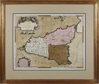 Jaillot & Sanson Map of Sicily, "La Sicile Divisee en ses Trois Provinces"
