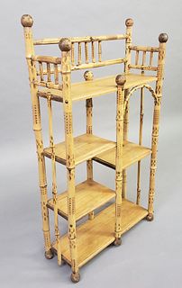 Vintage Bamboo Five-Tier Table Top Etagere Bookshelf