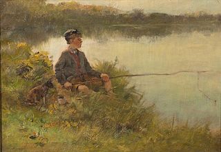 CHARLES PAUL GRUPPE, (American, 1860-1940), Boy Fishing