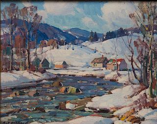 ALDRO THOMPSON HIBBARD, (American, 1886-1972), Houses in Winter
