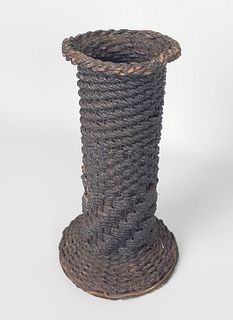 Antique Sailor Made Macrame Fancy Ropework Vase, 19th century