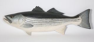 Contemporary Carved and Painted Half Body Striped Bass, circa 2011