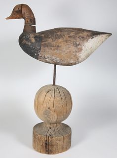 Brant Decoy Mounted on a Wood Sphere, 19th Century