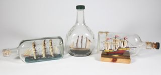 Group of Three Vintage Ships in a Bottle