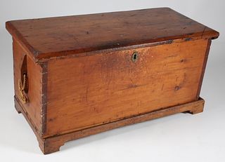 Pine Sea Chest with Rope Beckets, 19th Century